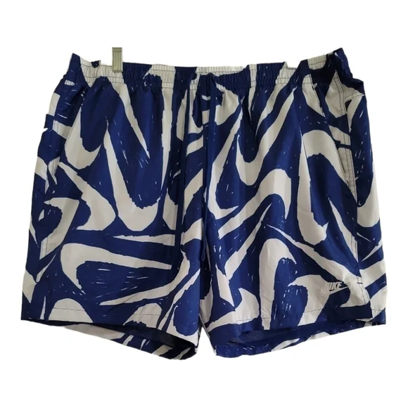 Nike City Edition Woven Printed Logo Shorts XXL Blue White Swim Trunk - Picture 3 of 10